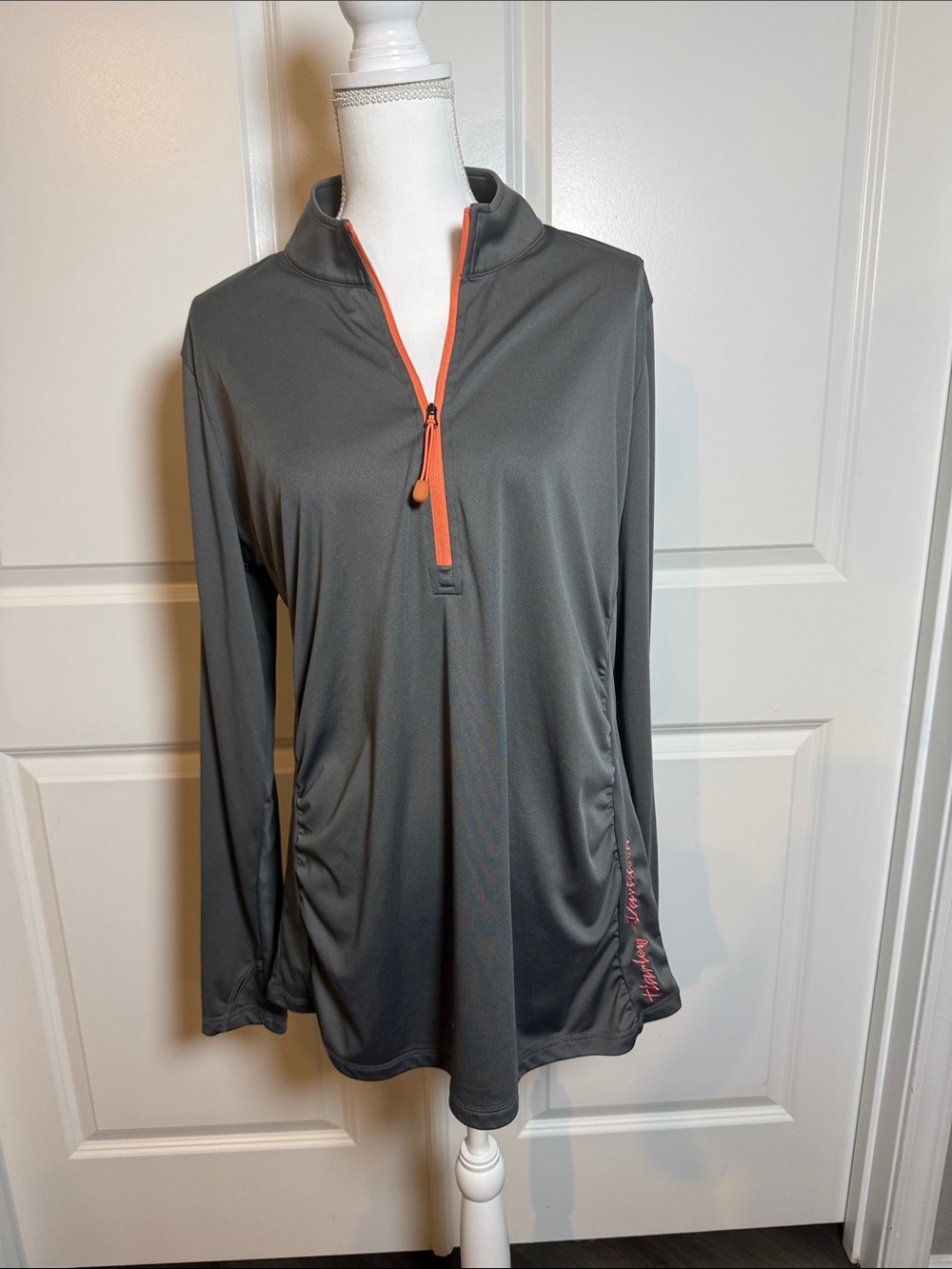 Harley-Davidson Gray Quarter-Zip Pullover with Orange Trim Women’s
